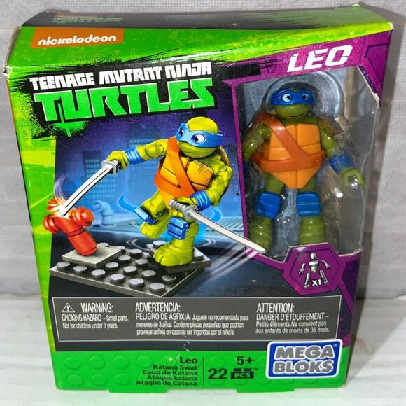 Teenage Mutant Ninja Turtles  Mega Bloks  Leo / Leonardo Katana Swat NEW! - Picture 1 of 7
